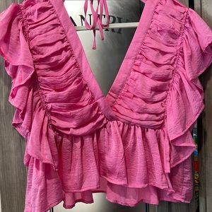 New Boutique Entro Hot Pink Blouse L